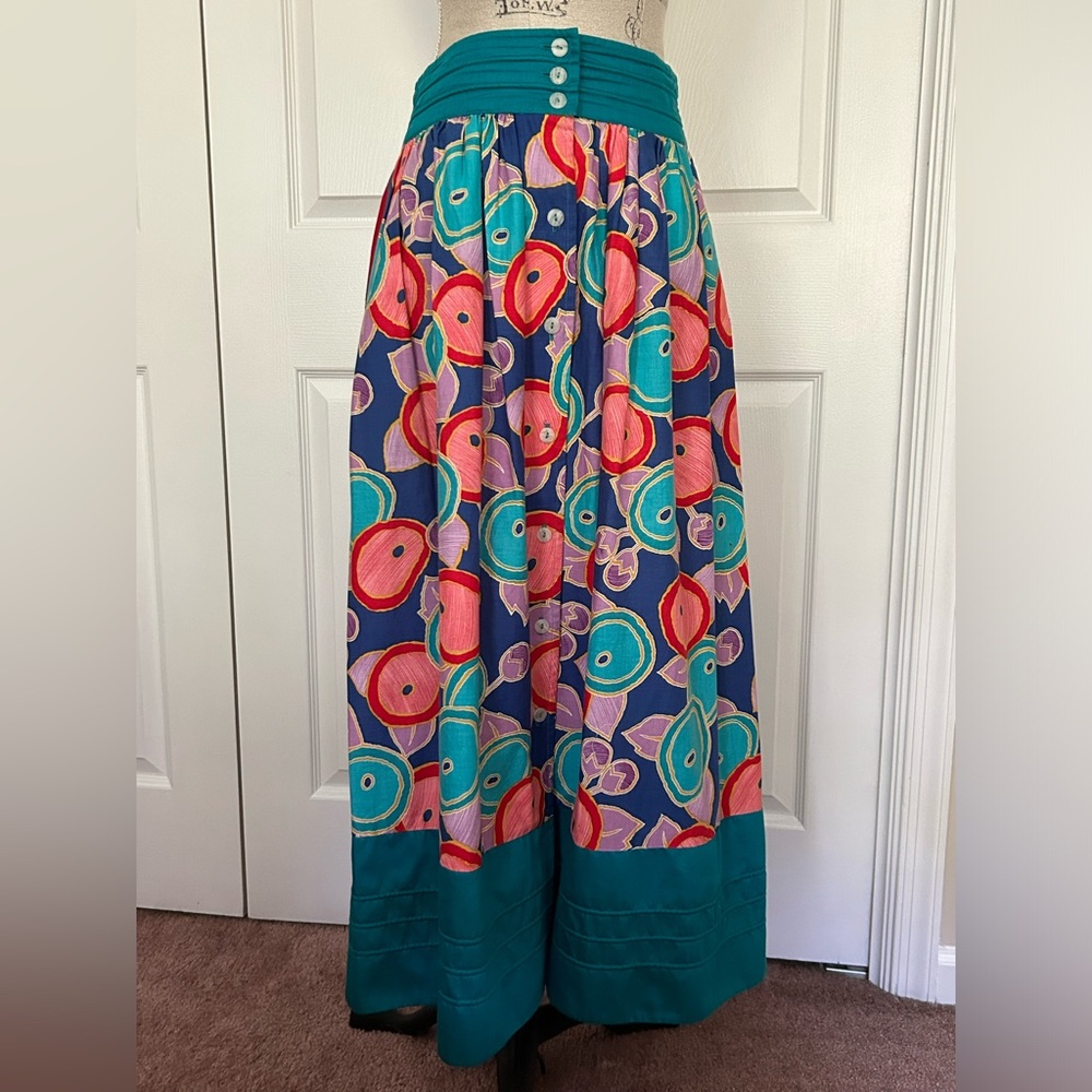 Vtg Jeanne Marc Y2K Skirt Cotton Womens Medium 12/14 Colorful Maxi long READ